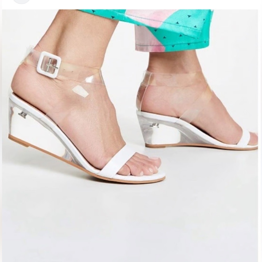 Matiko White Heely Clear Vinyl White Wedge Sandals Size 40